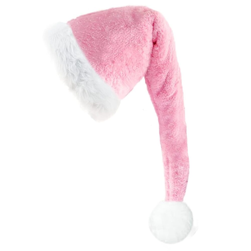 2870 Pink Christmas Santa Hat for Adults Unisex, Plush Comfort Xmas Hat